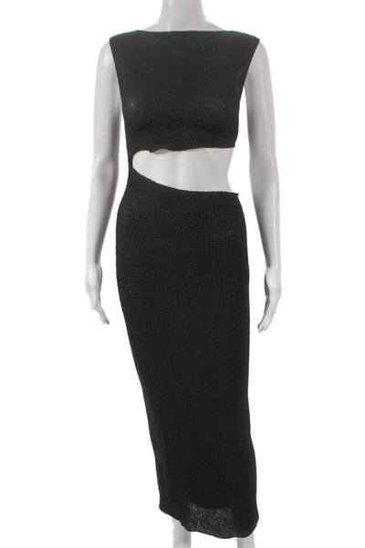 Zara Women Bodycon Dress Black Sleeveless Boat Neck Polyester Size S