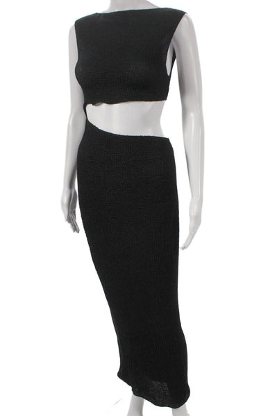 Zara Women Bodycon Dress Black Sleeveless Boat Neck Polyester Size S
