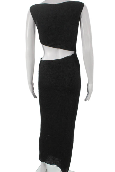 Zara Women Bodycon Dress Black Sleeveless Boat Neck Polyester Size S