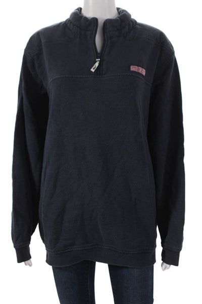 Vineyard Vines Unisex Sweatshirt Blue Cotton Zip Mock Neck Size L