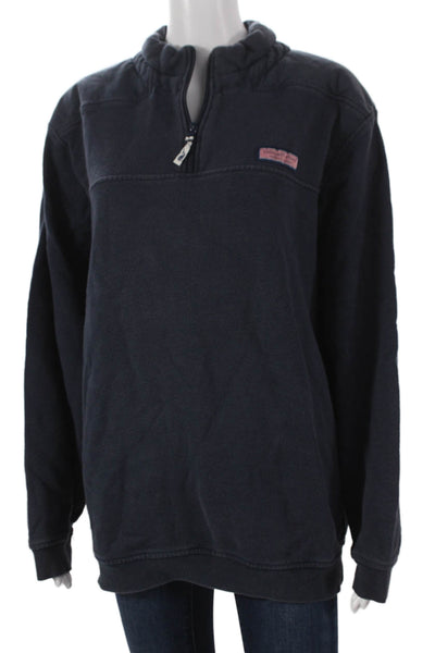 Vineyard Vines Unisex Sweatshirt Blue Cotton Zip Mock Neck Size L