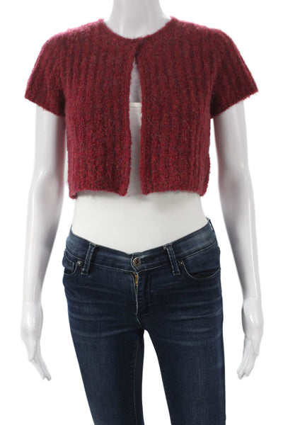 Find Me Now Womens Shrug Sweater Red Short Sleeve Round Neck Size XS