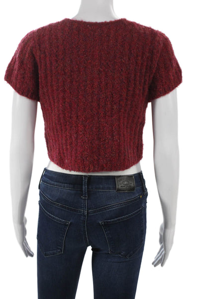 Find Me Now Womens Shrug Sweater Red Short Sleeve Round Neck Size XS