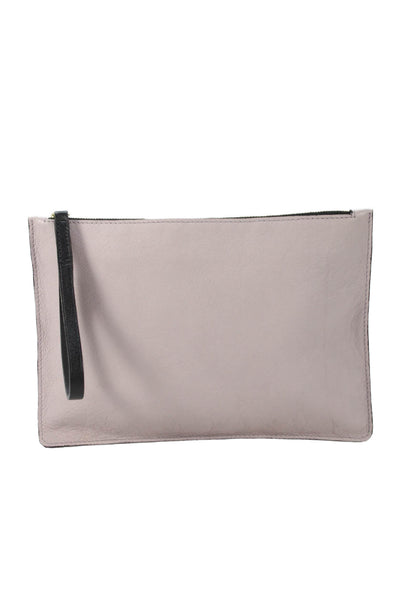 Linde Gallery Womens Leather Zip Flat Clutch Wristlet Handbag Pink