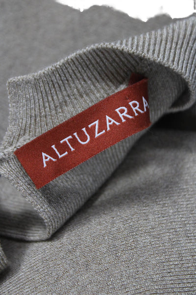 Altuzarra Women A-Line Beige Silk Crew Neck Mid-Calf Dress Size S