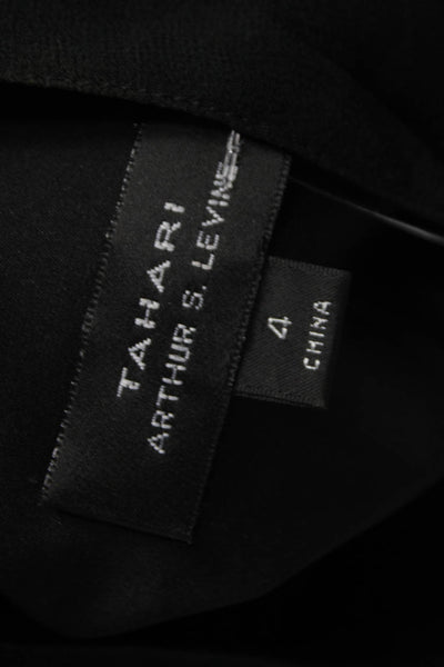 Tahari Womens Shift Dress Black Silk High Neck Long Sleeve Size 4