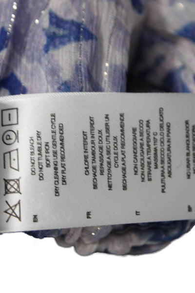 IRO Women Purple Floral V-Neck 3/4 Sleeve Viscose Blouse Size 34