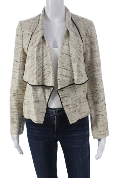 J Crew Womens Beige Silk Basic Jacket Open Front Long Sleeve Size 2
