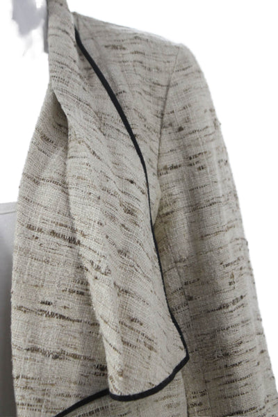 J Crew Womens Beige Silk Basic Jacket Open Front Long Sleeve Size 2