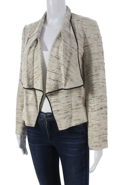 J Crew Womens Beige Silk Basic Jacket Open Front Long Sleeve Size 2