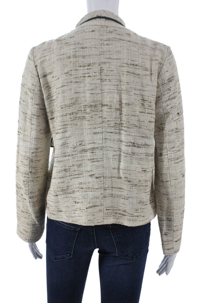 J Crew Womens Beige Silk Basic Jacket Open Front Long Sleeve Size 2
