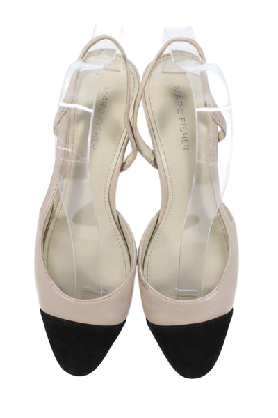 Marc Fisher Women's Round Toe Leather Colorblock Slingback Sandals Size 8