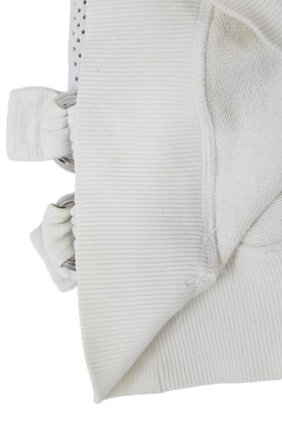 Balmain Mens Ivory Cotton Pullover Sweatshirt Crew Neck Zip Long Sleeve Size S