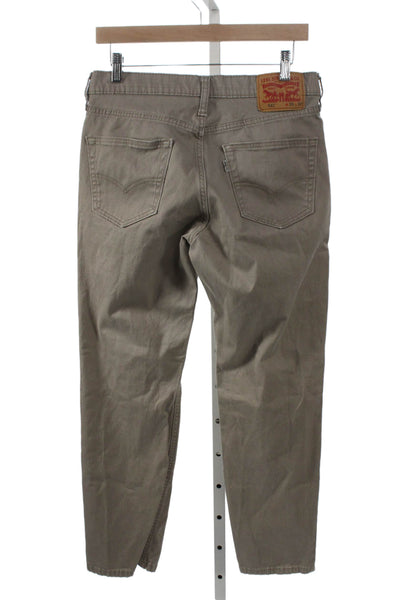 Levis Mens Tapered Jeans Beige Button Cotton Inseam 28 Size 30