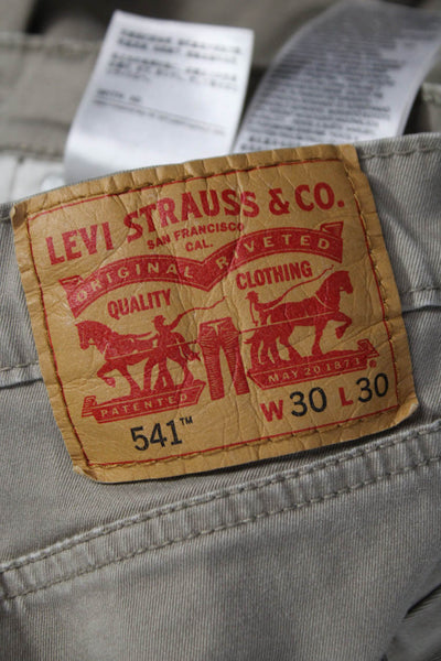Levis Mens Tapered Jeans Beige Button Cotton Inseam 28 Size 30