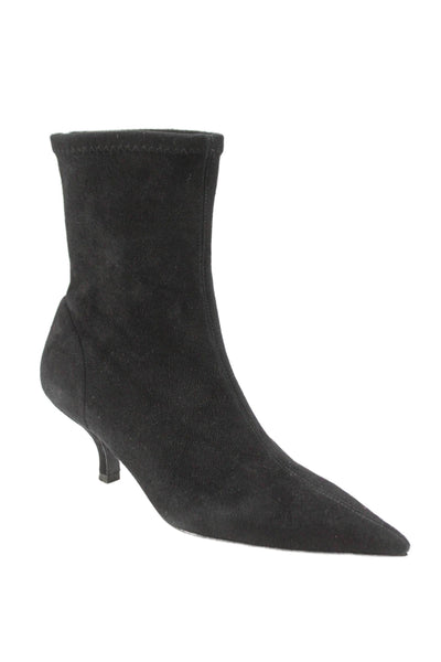 Toteme Womens Slip On Kitten Heel Pointed Toe Booties Black Suede Size 37
