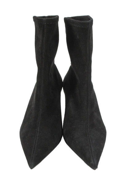 Toteme Womens Slip On Kitten Heel Pointed Toe Booties Black Suede Size 37
