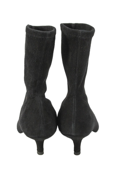 Toteme Womens Slip On Kitten Heel Pointed Toe Booties Black Suede Size 37