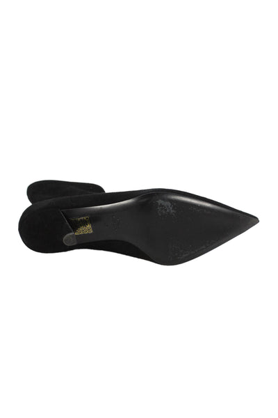 Toteme Womens Slip On Kitten Heel Pointed Toe Booties Black Suede Size 37