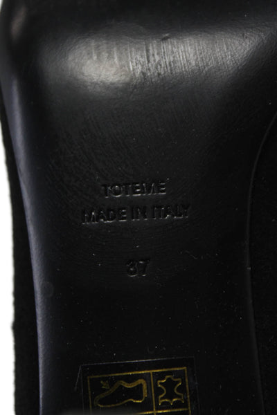 Toteme Womens Slip On Kitten Heel Pointed Toe Booties Black Suede Size 37