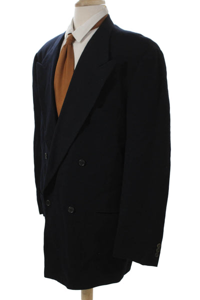 Emporio Armani Mens Wool Blazer Blue Button Solid Fall Size 56
