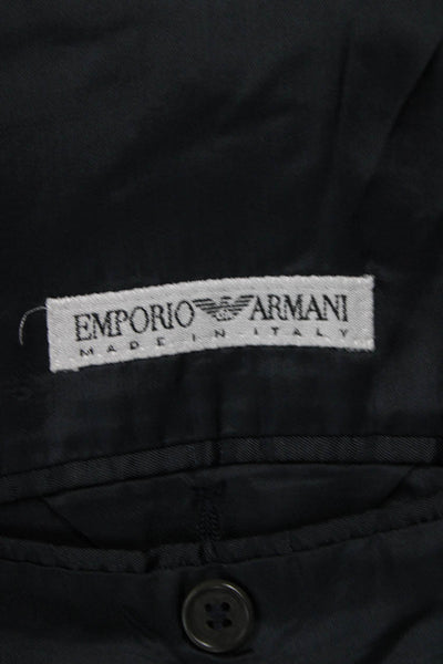 Emporio Armani Mens Wool Blazer Blue Button Solid Fall Size 56