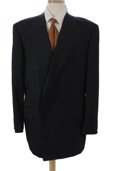 Canali Mens Blue Striped Wool Cashmere Blazer Size 56