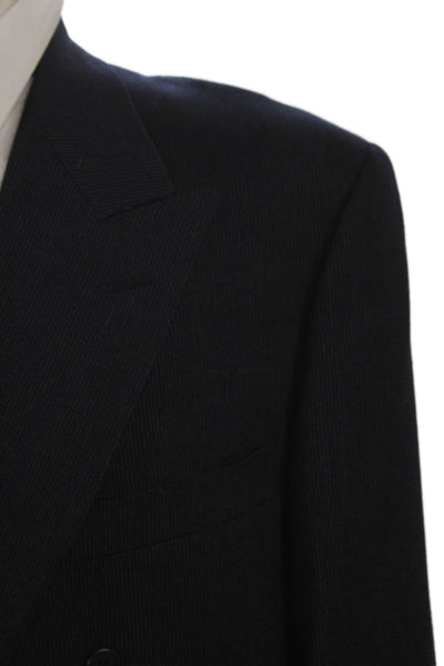 Canali Mens Blue Striped Wool Cashmere Blazer Size 56