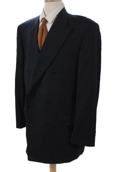 Canali Mens Blue Striped Wool Cashmere Blazer Size 56