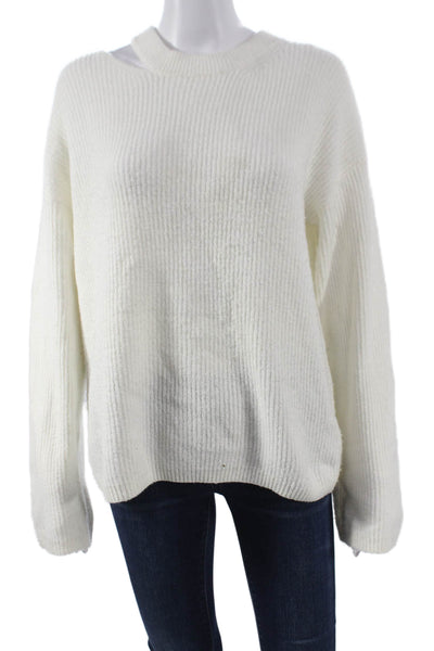 Rails Womens White Crew Neck Pullover Sweater Long Sleeve Acrylic Size M