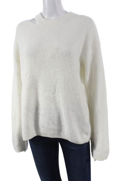 Rails Womens White Crew Neck Pullover Sweater Long Sleeve Acrylic Size M