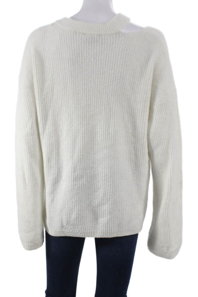 Rails Womens White Crew Neck Pullover Sweater Long Sleeve Acrylic Size M