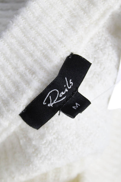 Rails Womens White Crew Neck Pullover Sweater Long Sleeve Acrylic Size M