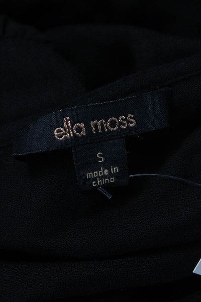 Ella Moss Womens Basic Black Boat Neck Rayon Long Sleeve Blouse Size S