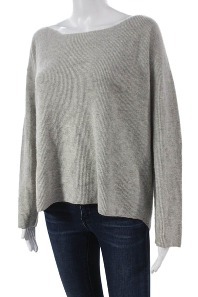 Monrow Women Pullover Boat Neck Wool Gray Long Sleeve Size S