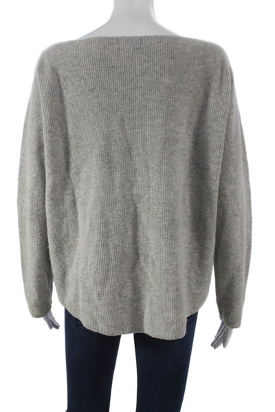 Monrow Women Pullover Boat Neck Wool Gray Long Sleeve Size S