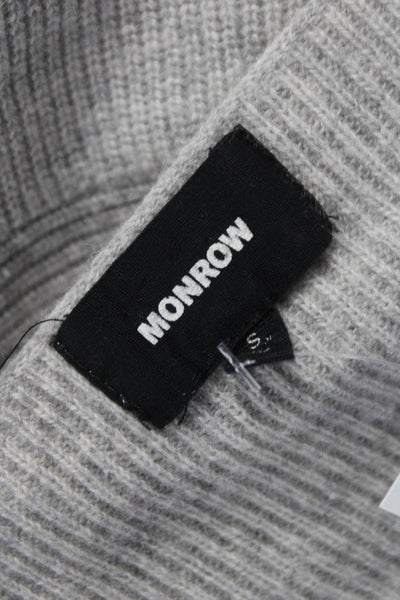 Monrow Women Pullover Boat Neck Wool Gray Long Sleeve Size S