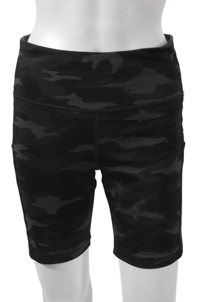 Athleta Women Athletic Camouflage Black Shorts Size M