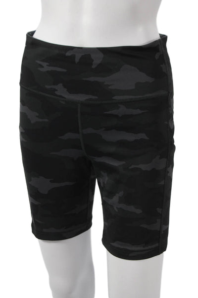 Athleta Women Athletic Camouflage Black Shorts Size M