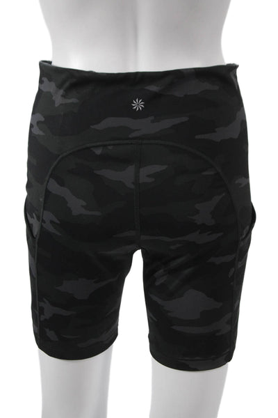 Athleta Women Athletic Camouflage Black Shorts Size M