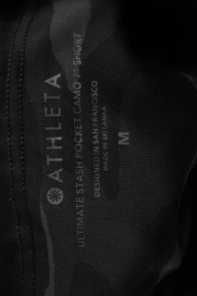 Athleta Women Athletic Camouflage Black Shorts Size M