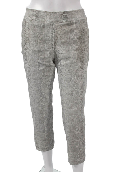 Avenue Montaigne Womens Ankle Pants Gray Animal Print Cotton Pull On Size 4