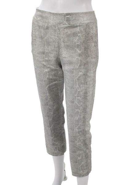 Avenue Montaigne Womens Ankle Pants Gray Animal Print Cotton Pull On Size 4