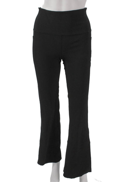 Athleta Women Striped Black Nylon Pull On Pants Size S Tall