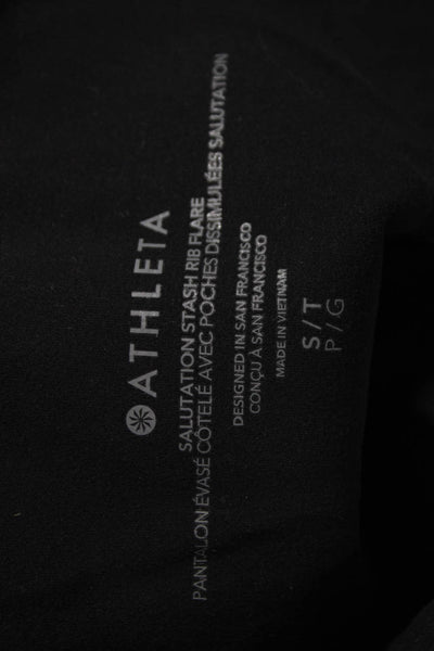 Athleta Women Striped Black Nylon Pull On Pants Size S Tall