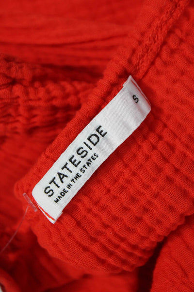 Stateside Womens Sundress Red Cotton Square Neck Midi Sleeveless Size S