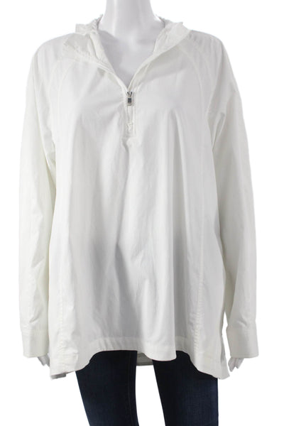 Athleta Womens Casual Pullover V Neck Zip Long Sleeve White Size L