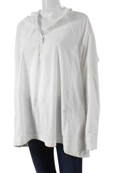 Athleta Womens Casual Pullover V Neck Zip Long Sleeve White Size L