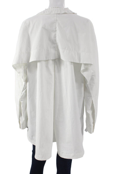 Athleta Womens Casual Pullover V Neck Zip Long Sleeve White Size L