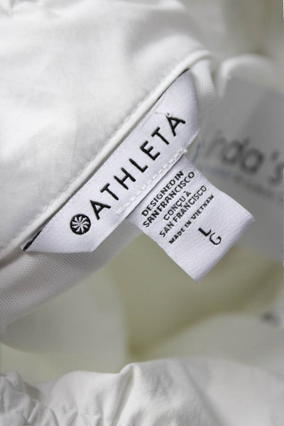 Athleta Womens Casual Pullover V Neck Zip Long Sleeve White Size L